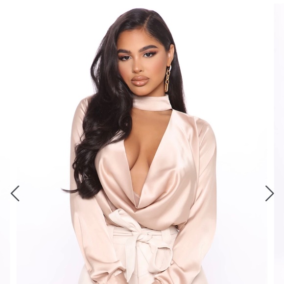 Fashion Nova Tops - Fashion nova beige dinner blouse